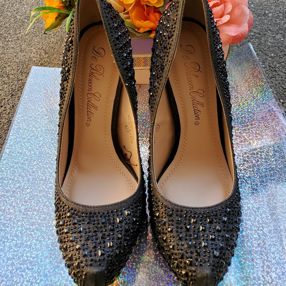 Black Sparkly Heels Size 7